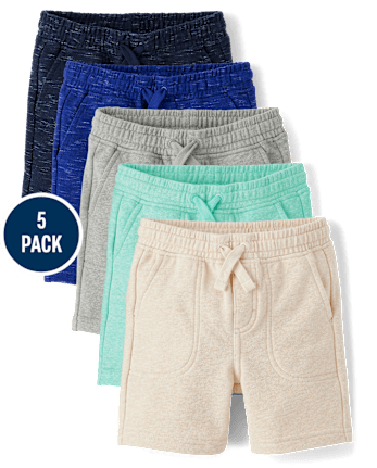 Boys French Terry Pull On Shorts 5-Pack - Little Essentials