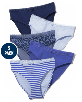 Women's Girls 5-Pack Printed Cotton Spandex Bikini Underwear, Underwear