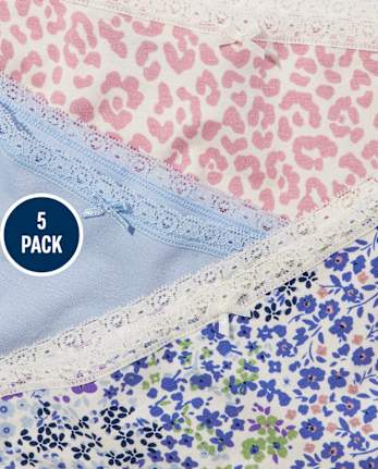 Tween Girls Lace Trim Hipster Underwear 5-Pack