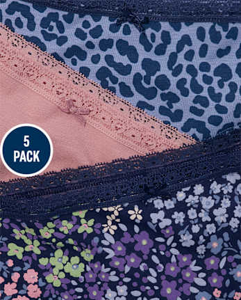 Tween Girls Lace Trim Hipster Underwear 5-Pack