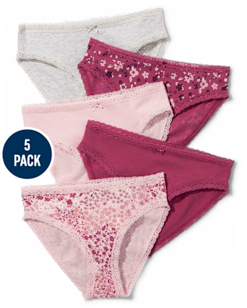Bikini Niña Ribetes De Encaje Ropa interior 5-Pack
