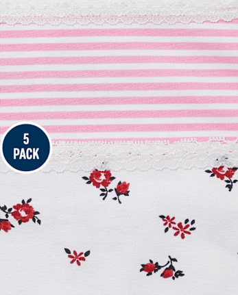Tween Girls Lace Trim Hipster Underwear 5-Pack