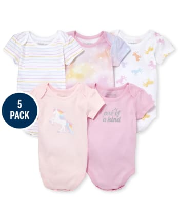 Baby Girls Unicorn Bodysuit 5-Pack