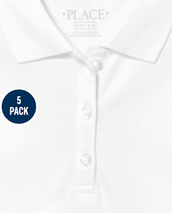 Polo de piqué de uniforme para niña, paquete de 5