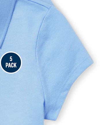Girls Uniform Soft Stretch Pique Polo 5-Pack