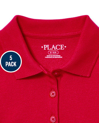 Polo de piqué de uniforme para niña, paquete de 5