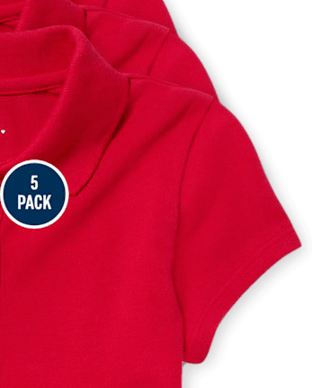 Girls Uniform Soft Stretch Pique Polo 5-Pack