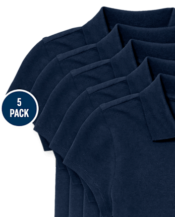 Polo de piqué de uniforme para niña, paquete de 5