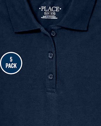 Polo de piqué de uniforme para niña, paquete de 5