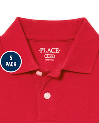 Lot de 5 polos uniformes en piqué pour garçon