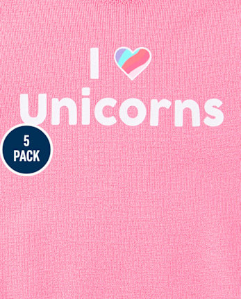 Lot de 5 bodys à motif licorne pour bébé fille