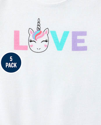Lot de 5 bodys à motif licorne pour bébé fille