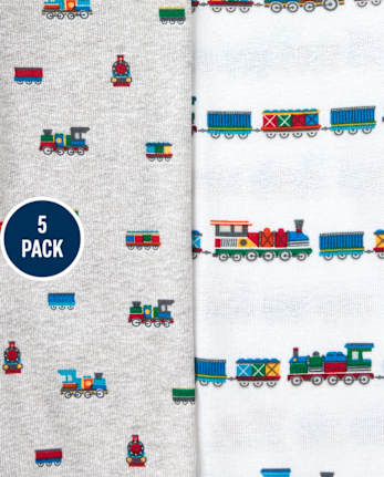 Baby Boys Train Bodysuit 5-Pack