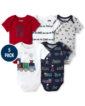 Baby Boys Train Bodysuit 5-Pack