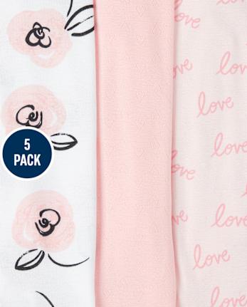 Lot de 5 bodys à motif floral maman et papa pour bébé fille