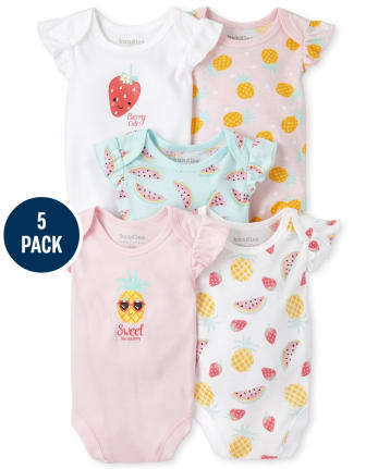 Baby Girls Fruit Bodysuit 5-Pack