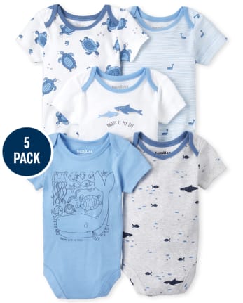 Baby Boys Shark Graphic Bodysuit 5-Pack