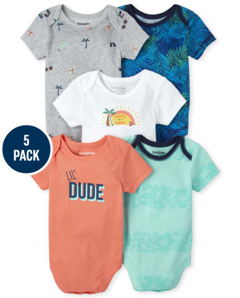 Baby Boys Surfer Graphic Bodysuit 5-Pack