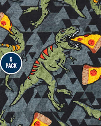 Boys Dino Pizza Boxer Brief Underwear 5-Pack