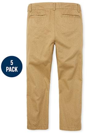 Boys Uniform Skinny Chino Pants 5-Pack
