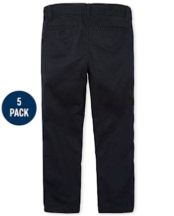 Boys Uniform Skinny Chino Pants 5-Pack