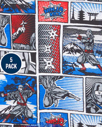 Boys Ninja Boxer Brief Underwear 5-Pack