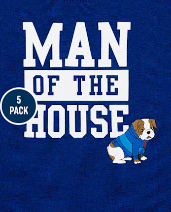 Baby Boys Bulldog Bodysuit 5-Pack