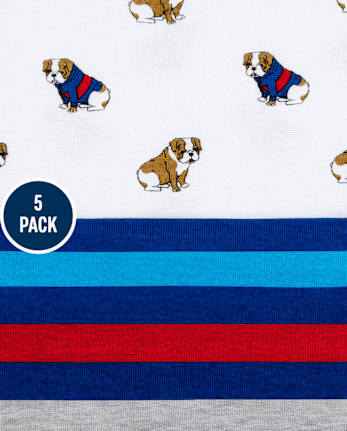 Baby Boys Bulldog Bodysuit 5-Pack