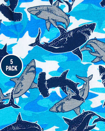 Boys Shark Boxer Brief Underwear 5-Pack