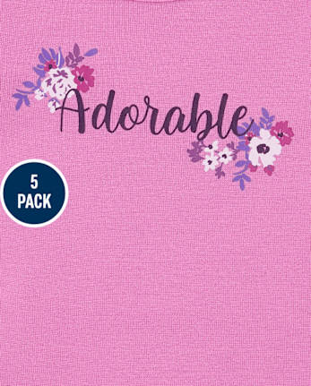 Lot de 5 bodys à fleurs pour bébé fille