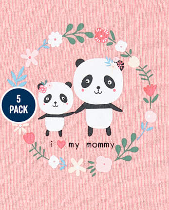 Baby Girls Panda And Koala Bodysuit 5-Pack