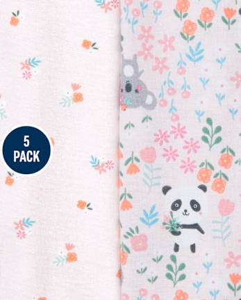 Baby Girls Panda And Koala Bodysuit 5-Pack