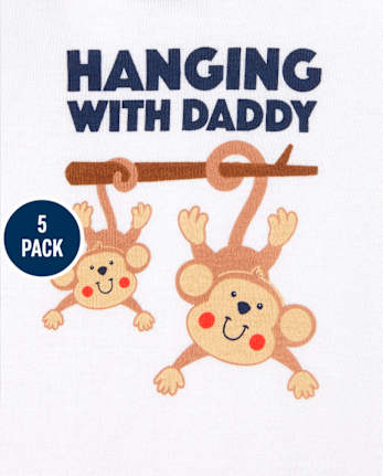 Baby Boys Monkey Bodysuit 5-Pack