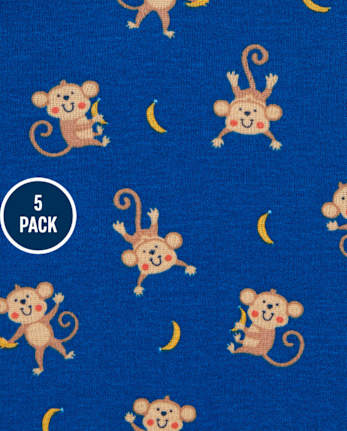 Baby Boys Monkey Bodysuit 5-Pack