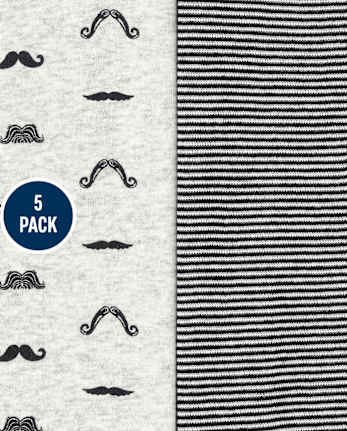 Lot de 5 cache-couches Moustache pour bébé garçon