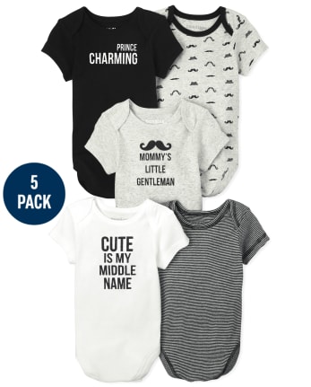 Baby Boys Mustache Bodysuit 5-Pack