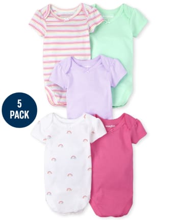 Baby Girls Rainbow Bodysuit 5-Pack