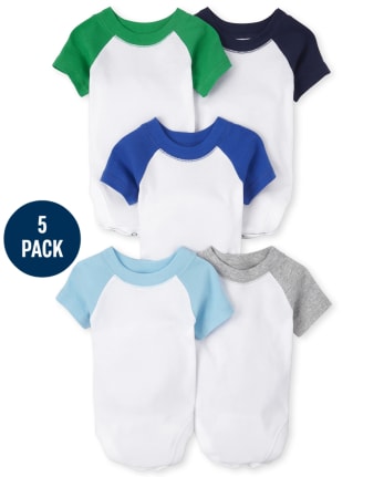 Baby Boys Raglan Bodysuit 5-Pack
