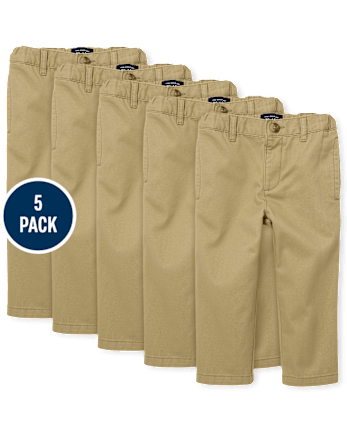 Baby And Toddler Boys Uniform Relaxed Straight Chino Pants 5-Pack