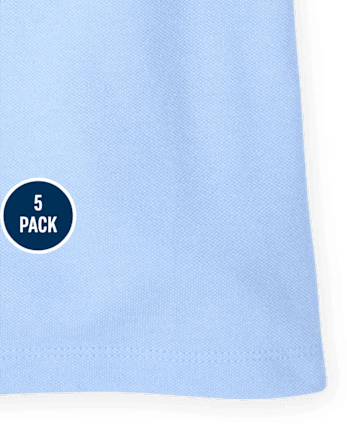 Girls Uniform Ruffle Soft Stretch Pique Polo 5-Pack - Plus