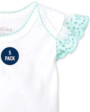 Baby Girls Eyelet Floral Bodysuit 5-Pack