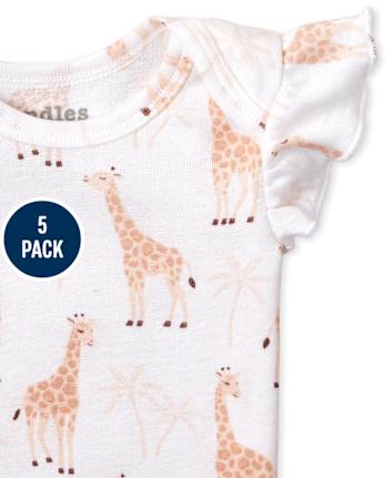 Body para bebé niña con piña y jirafa, paquete de 5