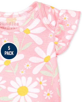 Baby Girls Daisy Bodysuit 5-Pack