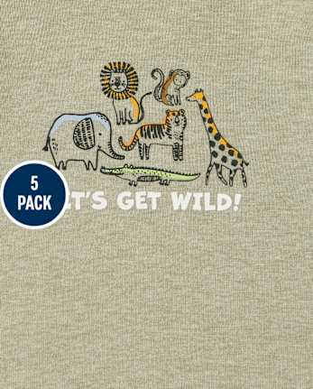 Lot de 5 bodys Safari pour bébé garçon