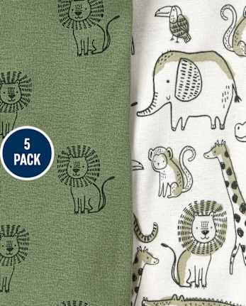 Lot de 5 bodys Safari pour bébé garçon