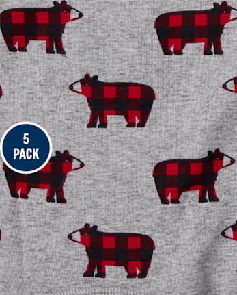 Toddler Boys Buffalo Plaid Boxer Brief Underwear 5-Pack