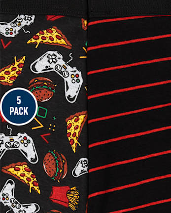 Calzoncillos bóxer de pizza para niños, paquete de 5