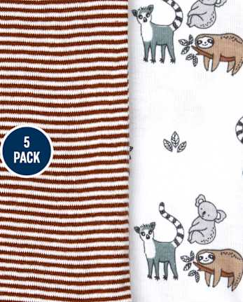 Baby Boys Sloth Bodysuit 5-Pack