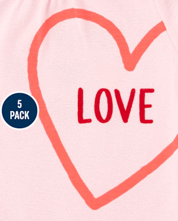 Baby Girls Valentine's Day Bodysuit 5-Pack
