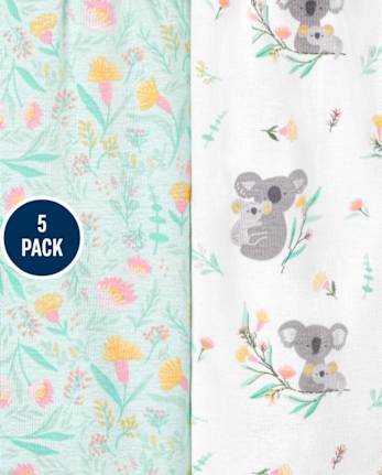 Baby Girls Koala Bodysuit 5-Pack